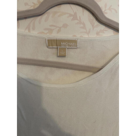 Michael Kors White Stretch Top with Silver Chain Detail on Shoulders - Picture 5 of 6